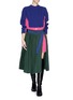 Detail View - Click To Enlarge - SACAI - Wool sweater pleat skirt shirt dress