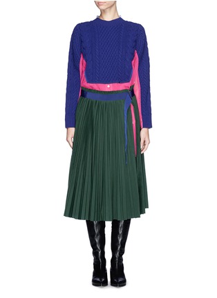 Main View - Click To Enlarge - SACAI - Wool sweater pleat skirt shirt dress