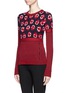 Front View - Click To Enlarge - PRABAL GURUNG - Floral and stripe pattern wool sweater