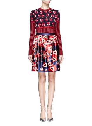 Figure View - Click To Enlarge - PRABAL GURUNG - Floral and stripe pattern wool sweater