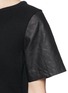 Detail View - Click To Enlarge - EACH X OTHER - Quilt leather sleeve cashmere T-shirt
