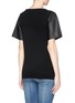 Back View - Click To Enlarge - EACH X OTHER - Quilt leather sleeve cashmere T-shirt