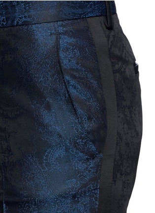 Detail View - Click To Enlarge - EACH X OTHER - Leather trim brocade tuxedo pants