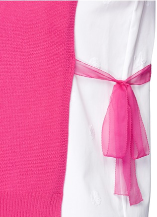 Detail View - Click To Enlarge - VALENTINO GARAVANI - Organza ribbon cashmere knit dickie top