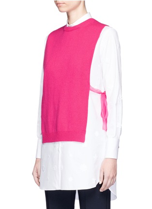 Front View - Click To Enlarge - VALENTINO GARAVANI - Organza ribbon cashmere knit dickie top