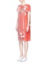 Front View - Click To Enlarge - HELEN LEE - Flying bunny print plissé pleated dress