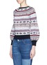 Front View - Click To Enlarge - ALEXANDER MCQUEEN - Fair Isle knit puffed sleeve sweater