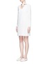 Front View - Click To Enlarge - HELEN LEE - Bunny embroidered cutout silk crepe dress