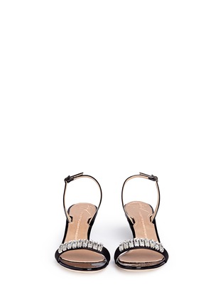 Front View - Click To Enlarge - 73426 - 'Mistico' crystal embellished satin slingback sandals