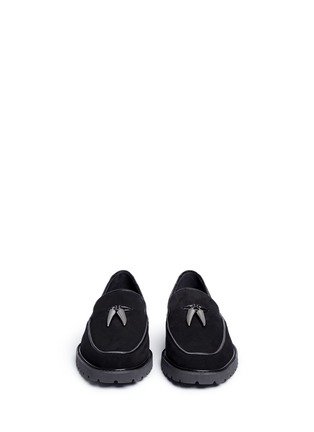 Front View - Click To Enlarge - 73426 - 'Kost' shark tooth chamois suede loafers