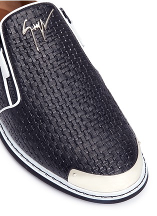 Detail View - Click To Enlarge - 73426 - 'Kelvin' basketweave leather skate slip-ons