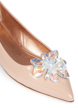 Detail View - Click To Enlarge - 73426 - 'Lucrezia' glass crystal flower patent leather flats