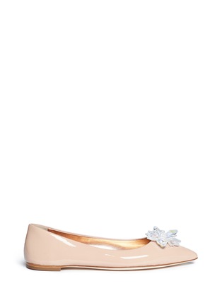 Main View - Click To Enlarge - 73426 - 'Lucrezia' glass crystal flower patent leather flats