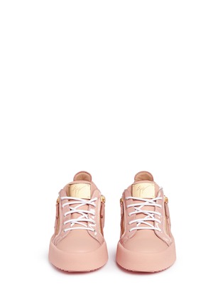 Front View - Click To Enlarge - 73426 - 'Nicki' double zip leather sneakers