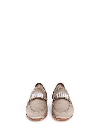 Front View - Click To Enlarge - 73426 - 'Clover' glass crystal satin loafers