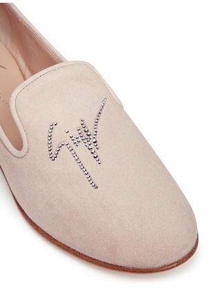 Detail View - Click To Enlarge - 73426 - 'Dalila' strass logo suede slip-ons