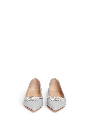 Front View - Click To Enlarge - 73426 - 'Lucrezia' glass crystal embellished leather flats