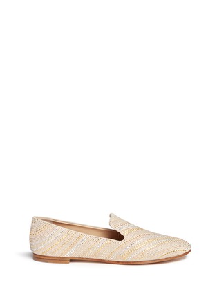Main View - Click To Enlarge - 73426 - 'Dalila' crystal and stud chevron suede slip-ons