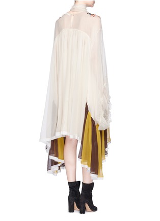 Back View - Click To Enlarge - CHLOÉ - Knotted frayed trim silk crépon dress