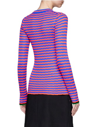 Back View - Click To Enlarge - PROENZA SCHOULER - Irregular stripe silk-cashmere sweater