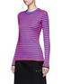 Front View - Click To Enlarge - PROENZA SCHOULER - Irregular stripe silk-cashmere sweater