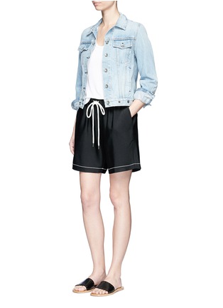 Figure View - Click To Enlarge - BASSIKE - Shoelace drawcord waist crepe shorts