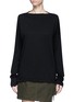 Main View - Click To Enlarge - BASSIKE - Boat neck organic cotton long sleeve T-shirt