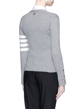Back View - Click To Enlarge - THOM BROWNE  - Intarsia stripe cashmere cardigan