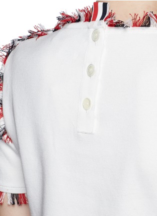 Detail View - Click To Enlarge - THOM BROWNE  - Frayed trim cotton knit T-shirt