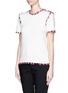 Front View - Click To Enlarge - THOM BROWNE  - Frayed trim cotton knit T-shirt