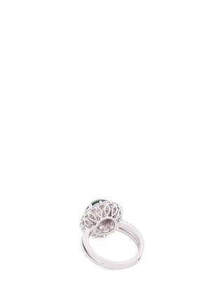 Figure View - Click To Enlarge - LC COLLECTION JADE - Diamond jade 18k white gold scalloped ring