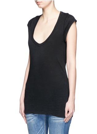 Front View - Click To Enlarge - ISABEL MARANT ÉTOILE - Cap sleeve linen jersey T-shirt