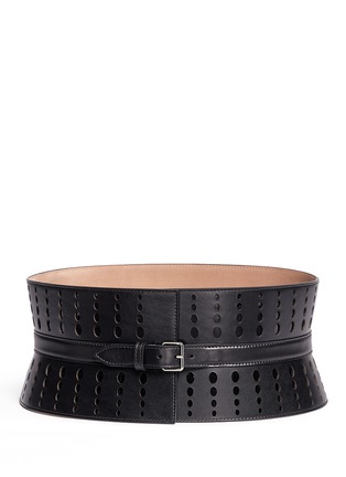 Main View - Click To Enlarge - ALAÏA - Graduating dot perforation leather corset belt