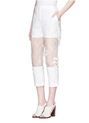 Front View - Click To Enlarge - 3.1 PHILLIP LIM - Fern embroidery gauze panel cropped pants