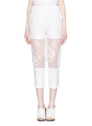 Main View - Click To Enlarge - 3.1 PHILLIP LIM - Fern embroidery gauze panel cropped pants