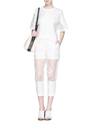 Figure View - Click To Enlarge - 3.1 PHILLIP LIM - Fern embroidery gauze panel cropped pants