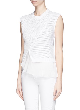 Front View - Click To Enlarge - 3.1 PHILLIP LIM - Silk hem mixed knit sleeveless sweater