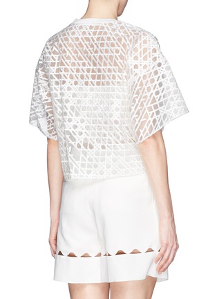 Back View - Click To Enlarge - 3.1 PHILLIP LIM - Caning embroidery sheer boxy top