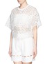 Front View - Click To Enlarge - 3.1 PHILLIP LIM - Caning embroidery sheer boxy top