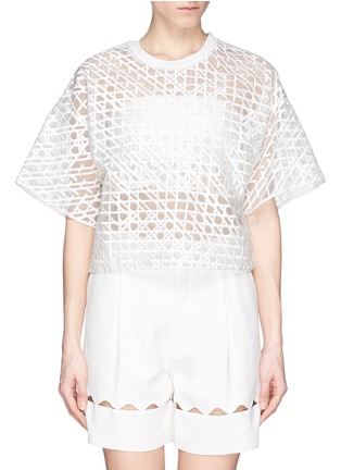 Main View - Click To Enlarge - 3.1 PHILLIP LIM - Caning embroidery sheer boxy top