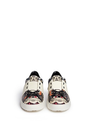 Figure View - Click To Enlarge - VALENTINO GARAVANI - Tropical floral print leather sneakers