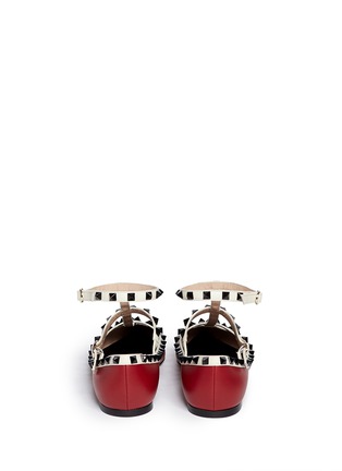 Back View - Click To Enlarge - VALENTINO GARAVANI - 'Rockstud' caged leather flats