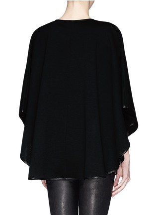 Back View - Click To Enlarge - ST. JOHN - Leather trim cape jacket