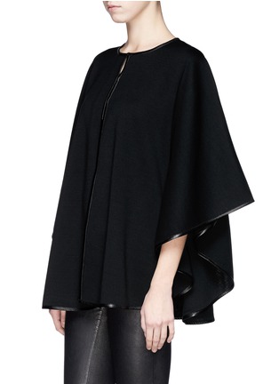 Front View - Click To Enlarge - ST. JOHN - Leather trim cape jacket