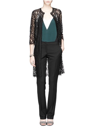 Figure View - Click To Enlarge - ST. JOHN - Scallop trim corded lace topper jacket