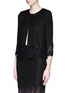 Front View - Click To Enlarge - ST. JOHN - Bead mesh trim punto riso knit jacket