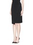 Front View - Click To Enlarge - ST. JOHN - Asymmetric faux wrap Milano knit skirt