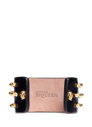 Back View - Click To Enlarge - ALEXANDER MCQUEEN - Rope and leather bracelet