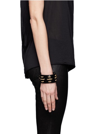 Figure View - Click To Enlarge - ALEXANDER MCQUEEN - Rope and leather bracelet