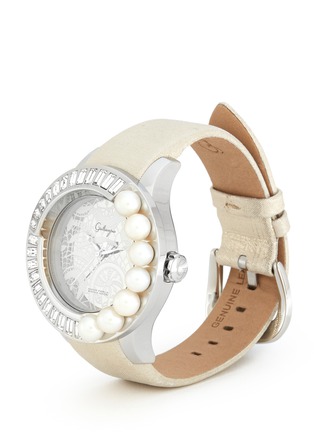 Detail View - Click To Enlarge - GALTISCOPIO - Pearl and crystal lace print watch